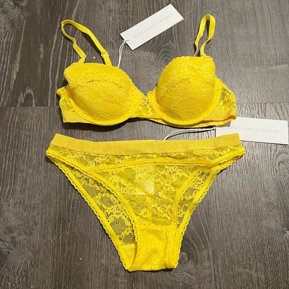 STELLA MCCARTNEY**Emily Blossoming Yellow Padded Bra + Underwear*Sm. $228 - Picture 2 of 5